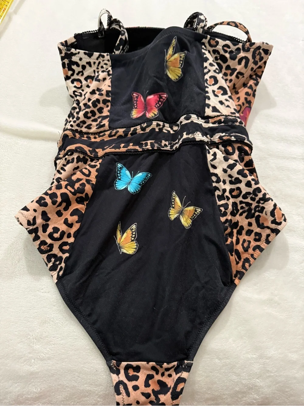 Johnny Was Sandra leopard and floral print bustier one-piece swimsuit Large D97